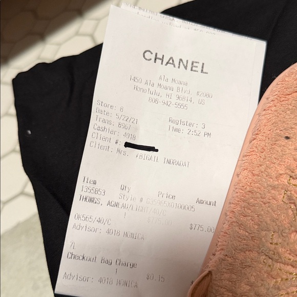 Chanel Light Pink Terry Cloth Chain CC Thong Slippers 40 - Picture 8 of 8